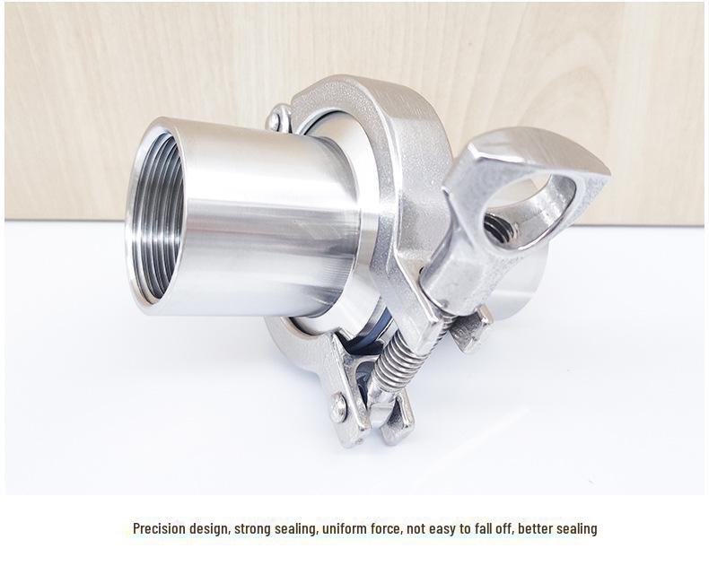 304 Stainless Steel Quick-Install Sanitary Clamp with Internal Thread and 4-Point Buckle
