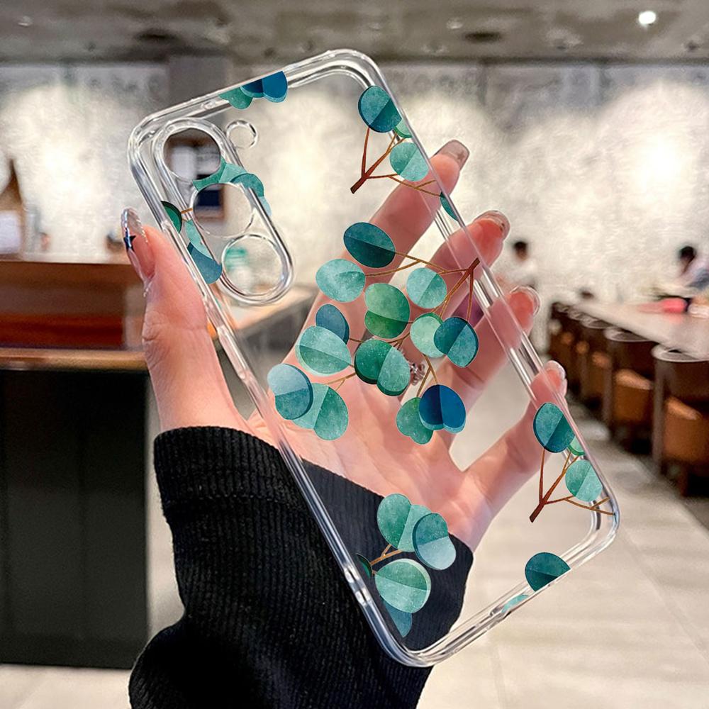 Monstera Deliciosa Лавандовый Цветочный Чехол Для Телефона Для Samsung Galaxy A56 A16 A26 A36 A37 A57 A21S A53 A33 A73 A12 Прозрачный Чехол