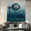 Name Custom Seattle Mariners Logo Wall Tapestry Aesthetic Wall Hanging Printed Fabric Blanket Decorative Tapestries for Bedroom Living Room Home Decor