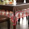 Red Lace Flower PVC Tablecloth Waterproof Oil Resistant Household Anti Scald Dining Tea Table Mat  Non Washable Transparent Dust-proof Tables Cover