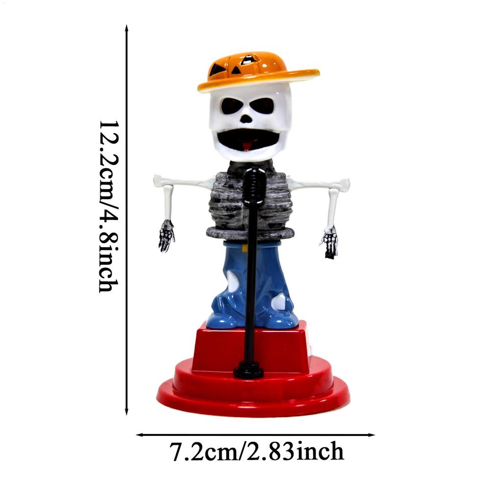 Car Dash Decor Solar Skull Dashboard Ornaments For Car Halloween Theme Automotive Interior Supplies Spooky Skull Statue For