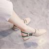 Baotou Sandals Women's 2025 New Summer Wear Medium Heel Thick Heel High Heel with Skirt Temperament French Single Shoes