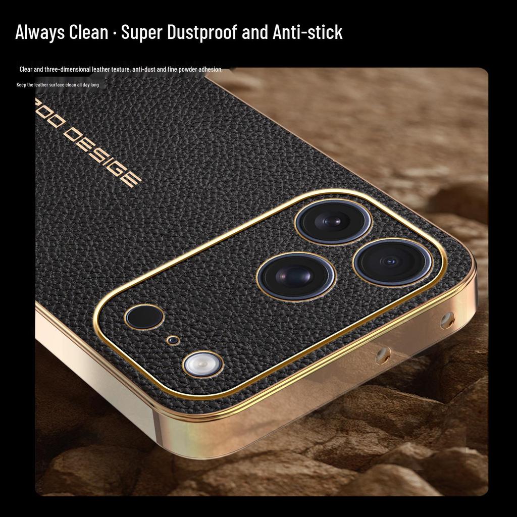 Чехол Apple 17 Pro Max с рисунком личи, гальванизированный, ударопрочный, для iPhone 16 Pro, 15, 14