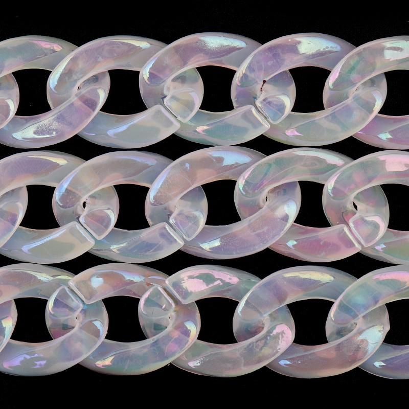 20pcs Ins Retro Rainbow Buckle Acrylic Long Chain Beads For Men Women Curb Cuban Link Jewelry Making DIY Bracelet Necklace