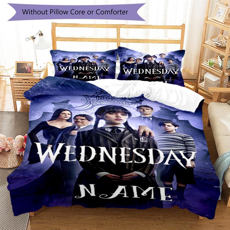 Wednesday Addams Mystery 3PCS Printed Bedding Set, Soft Breathable Duvet Cover and 5 Pillowcases, Home Decor Gift