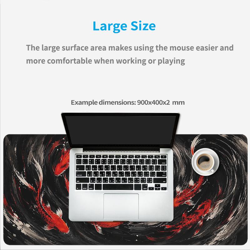 Mouse Pad Black Red Koi Fish Gaming printon demand Computer HD Home Mousepad XXL Desk Mats Carpet Desktop Mouse Pad
