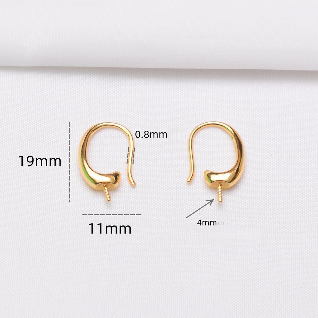 10pcs 18K Gold Half Hole Pearl Ear Hook Work In Progress Earrings Accessories DIY Handmade Glossy Earrings Jewelry