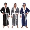 Men's Winter Plush Lengthened Shawl Bathrobe Home Clothes Long Sleeved Robe Coat