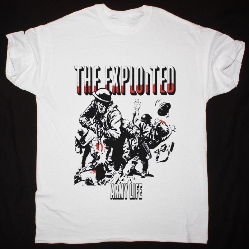 Vtg THE EXPLOITED ARMY LIFE Heavy Cotton White Full Size Unisex Shirt TR607