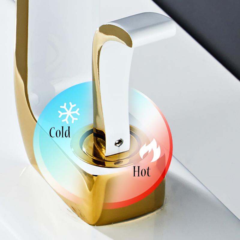 Смеситель для раковины, смеситель для ванной комнаты с водопадом, латунный смеситель с одной ручкой и одним отверстием для холодной и горячей воды, кран для мойки