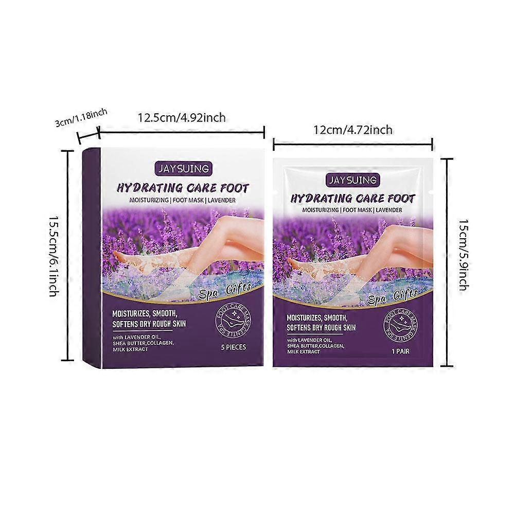 Jaysuing Lavender Exfoliating Foot Mask, Disposable Dry Cracked Foot Care Peel Mask for Hydrating & Rejuvenation