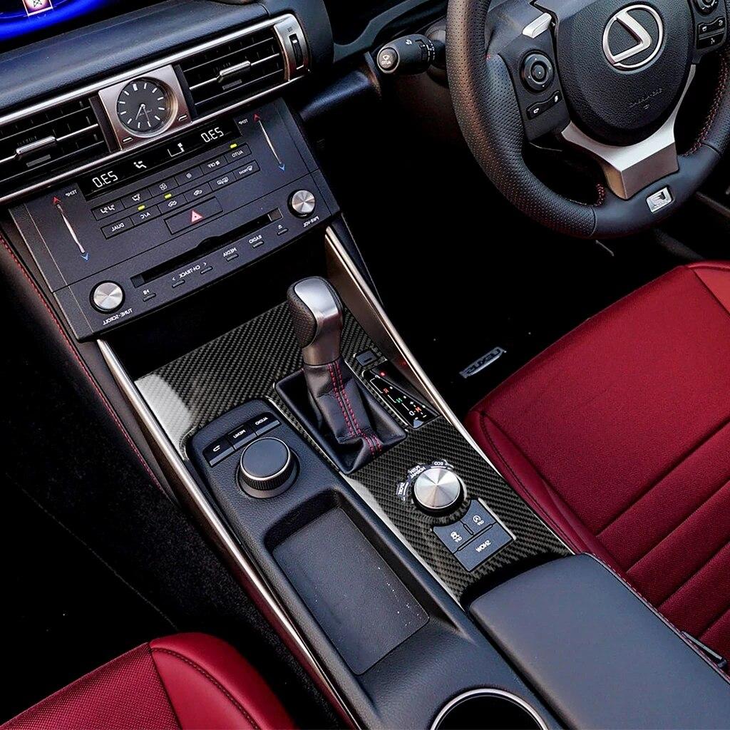 For Lexus IS250 2013- Car Gear Shift Panel Decoration Cover Trim Sticker Decal Auto Interior Accessories Real Carbon Fiber