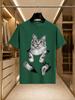 2026 New Arrival 100 Cotton Tshirt 3d Torn Fabric Maine Coon Cat Graphic Print Funny Cartoon Crew Neck Casual Short Sleeve