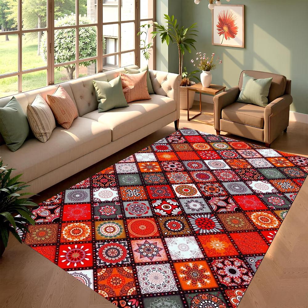Ковер с принтом в богемном стиле, этнический стиль, мозаичный узор, придверный коврик, коврик для украшения гостиной и спальни