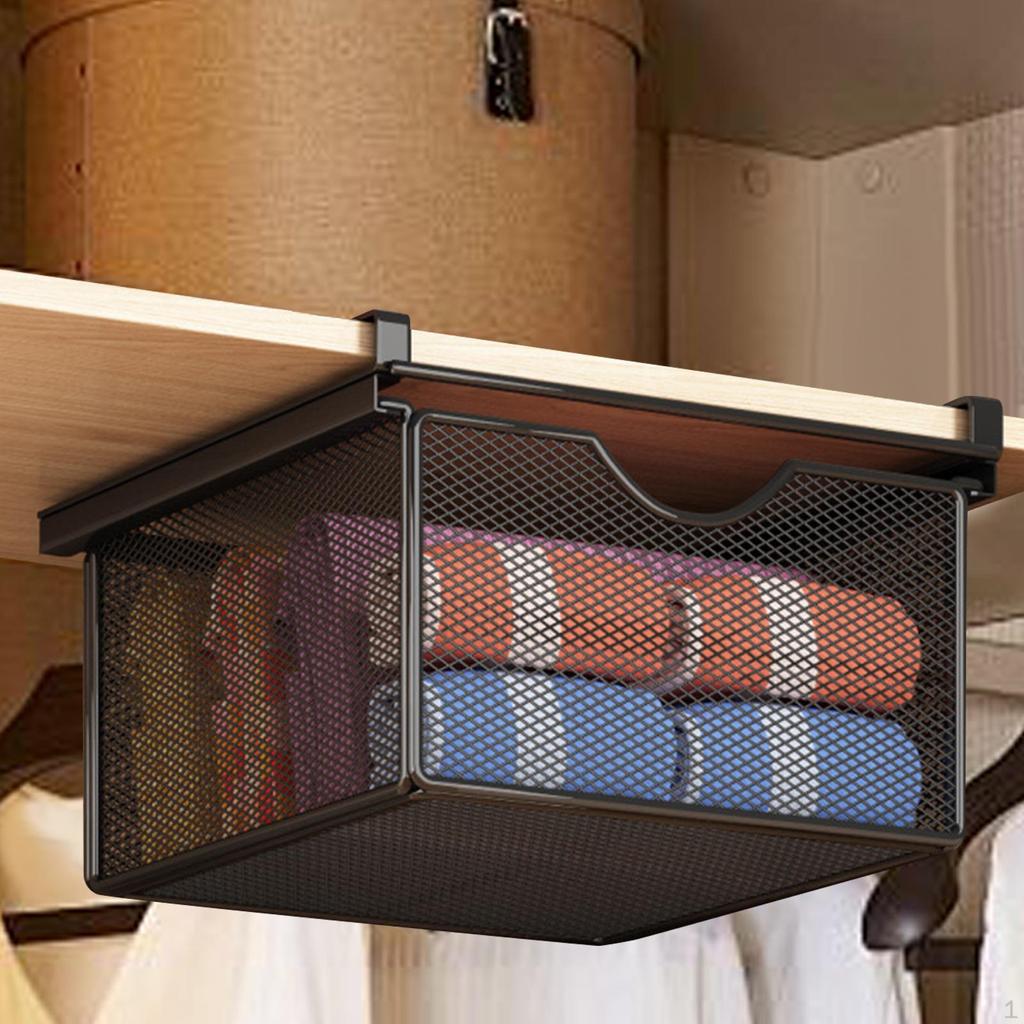 Hanging Pull-out Drawer, Space-saving Wire Mesh Storage Basket for Bedroom, Kitchen