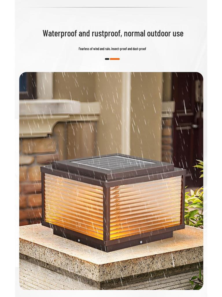 Солнечный уличный столбовой светильник для двора, сада, ограды виллы, входа ворот и дверного столба