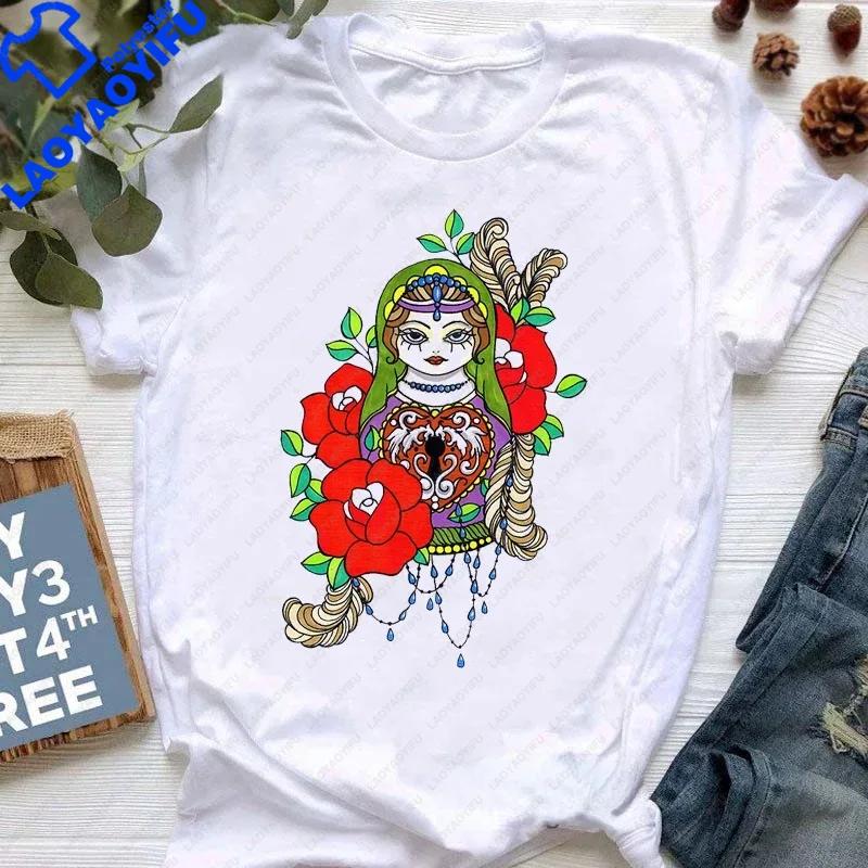 Matryoshka Doll T Shirt 2023 Funny Summer Fashion Tshirt Russian Doll TShirt Unisex White Casual T Shirt Female Harajuku Shirt