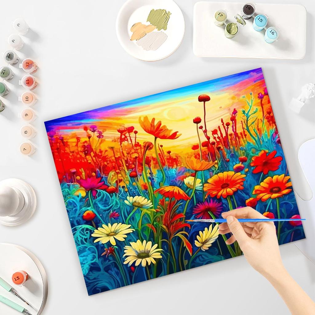 Рамка для рисования по номерам для взрослых, красочные цветы, настенная картина по номерам для домашнего декора, подарок 40x50 см