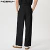 INCERUN Мужские широкие брюки на молнии, повседневные длинные прямые брюки