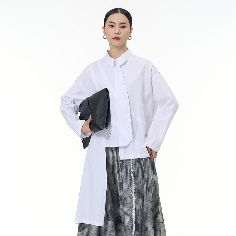 1116 Spring New Irregular Design Korean Version Top Large Size Women's Loose Long Sleeve Shirt Tide 69111-1