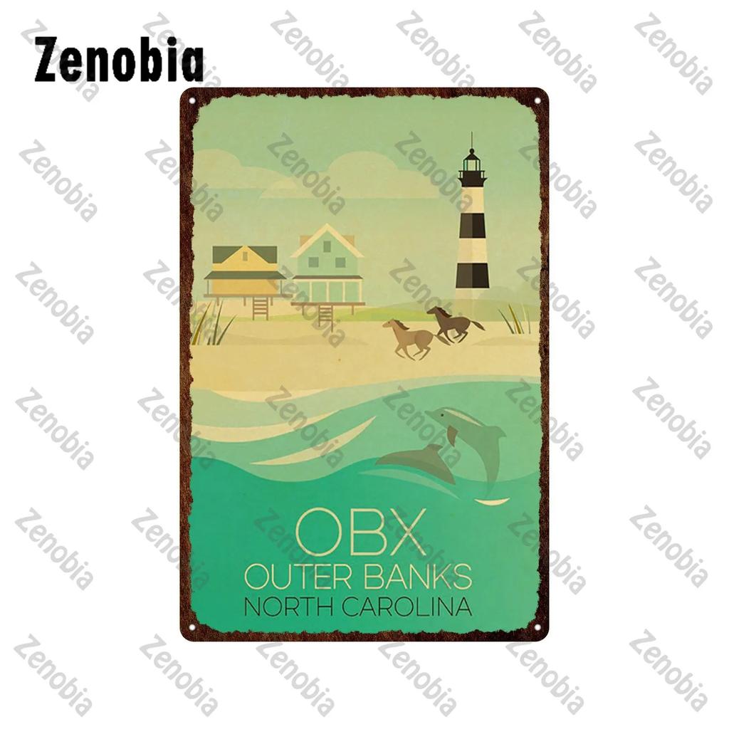 Винтажная металлическая вывеска Outer Banks Pogues for Life Фигуры с природными пейзажами Настенный декор Ретро жестяной постер Табличка Наклейки для дома Офиса