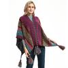 Women's Fashion Spring Autumn Winter Pashmina Ethnic Style Tassel Cape Colorful Knitted Split Shawl
