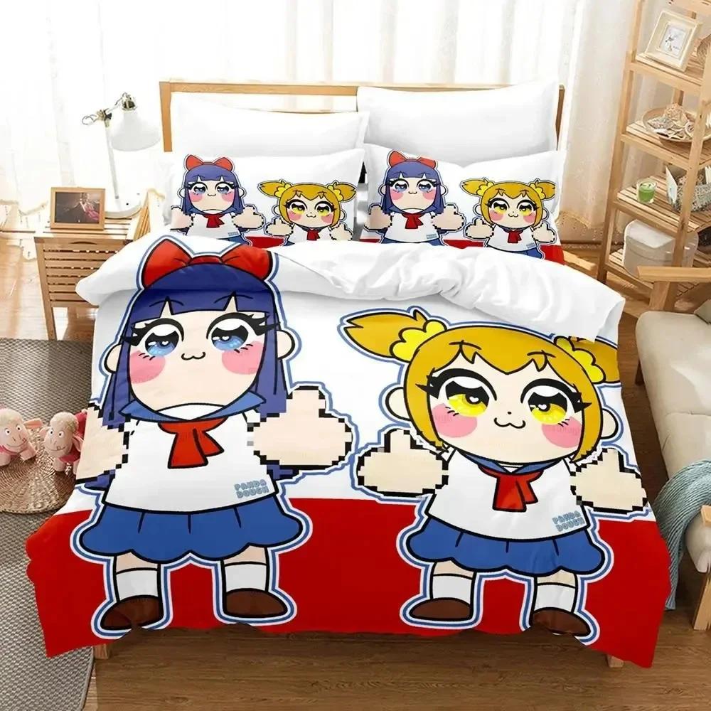 Аниме Pop Team Epic Poputepipikku Комплект постельного белья Односпальный Полуторный Двуспальный Queen King Cal King Размер Комплект постельного белья