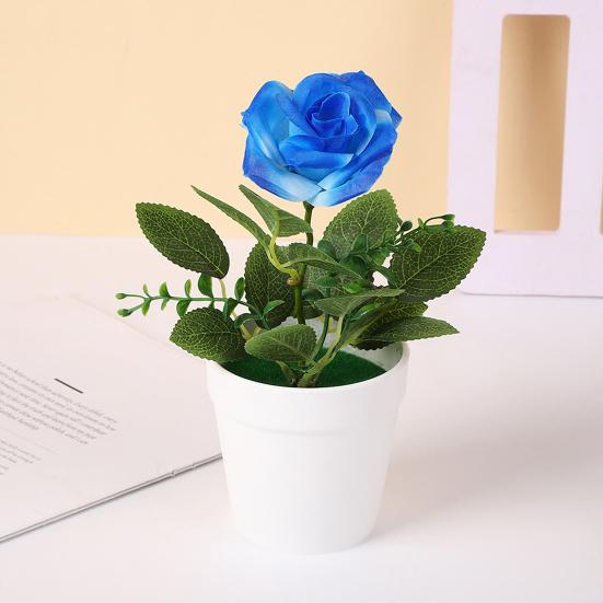 Искусственная Роза в Горшке Настольная Искусственная Роза Бонсай Многоразовая Искусственная Роза в Цветочном Горшке для Домашнего Офисного Декора Реквизит для Фотографии