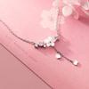 Real 925 Sterling Silver Cherry Flower Shell Long Tassel Necklace for Women Sweet Heart Pendant Clavicle Chain Choker Necklace