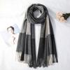 Wool Classic Plaid Scarf Soft Long Neckscarf with Tassel Large Knitted Wool Scarf  Outdoor