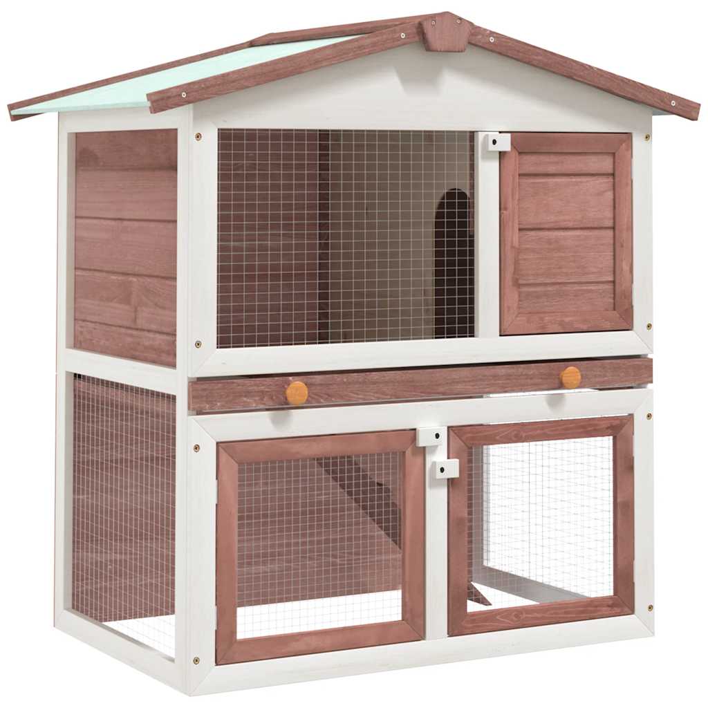 Rabbit Hutch with 3 Doors Brown Wood