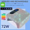 Rechargeable UV LED Nail Lamp 72W Wireless Nail Dryer with Crystals Professional UV Cabin for Gel Nails Dryer Manicure Lamp