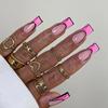 24Pcs/Set Quick Nails Pink Love Graffiti False Nials Sticker Wearable Waterproof Manicure Finished Nails