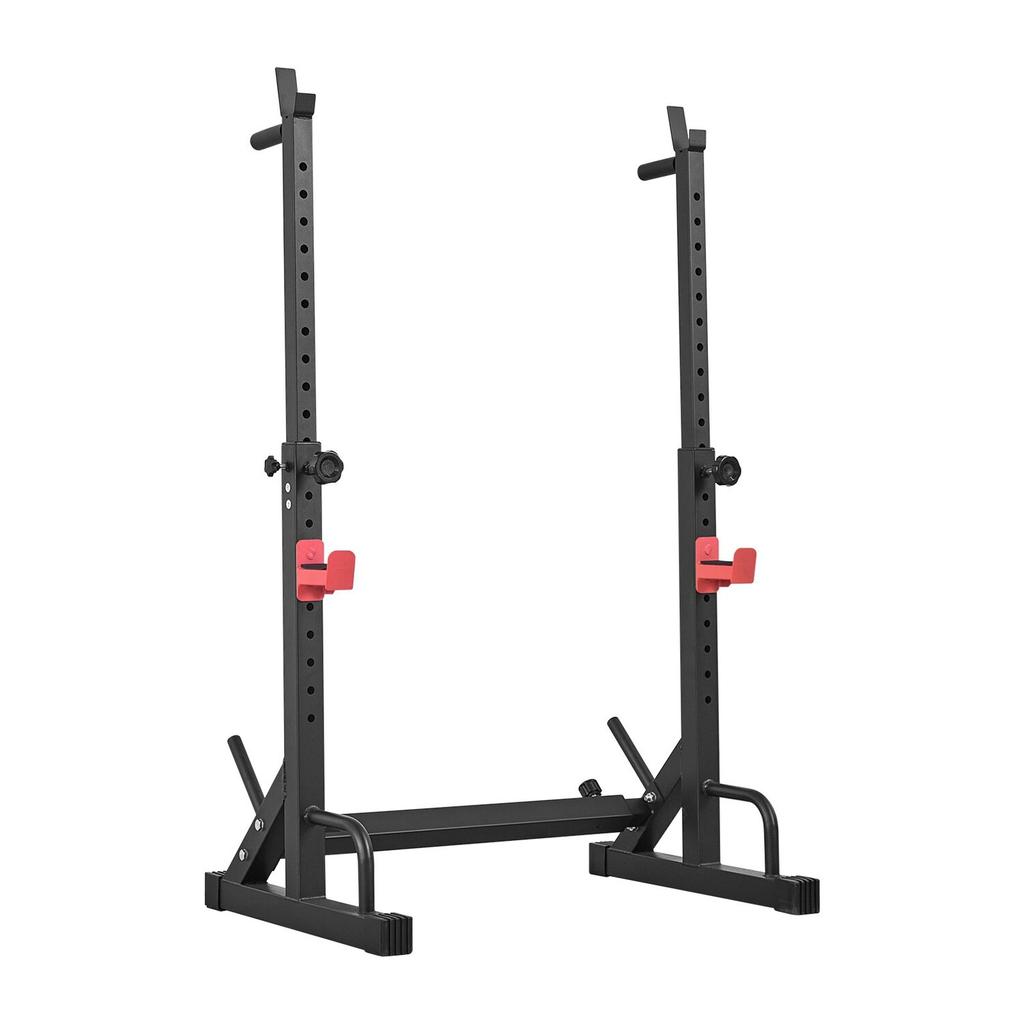 Power Cage Squat Rack, Home Gym Power Rack with Adjustable Height & Width, Strength Training Workout Equipment with Barbell Storage Racks & J-Hooks
