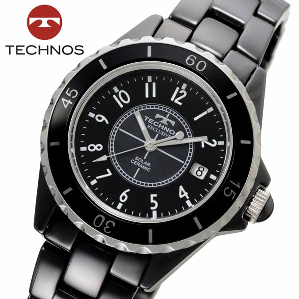 TECHNOS Солнечные часы TECHNOS TE9002TB, Керамика, Черные, Мужские