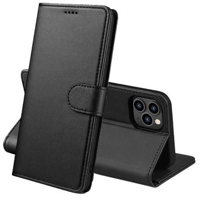 Черный чехол для iPhone 16 PRO MAX - Кошелек с откидной крышкой и магнитной застежкой, отделение для карт Phonillico®