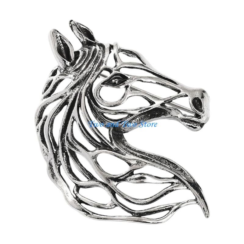 HX6F Modernist Horse Brooch Alloy Badge Pin Fashion Suit Coat Accessory Jewellery for Formal Casual Wear