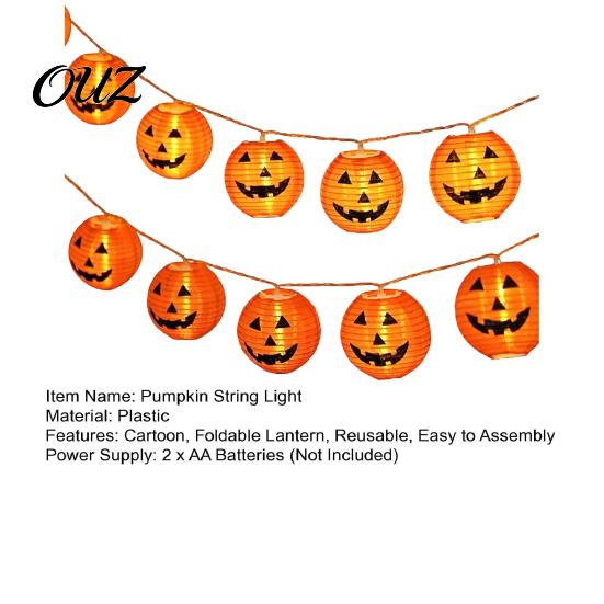 Backyard Porch Festive Lighting Halloween Pumpkin String Lights, Foldable Lanterns with Warm Glow for Reusable Holiday Decorative Indoor Outdoor Home
