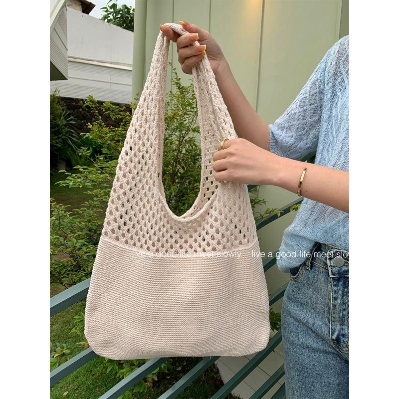 Tote Bag Knit Bag Mesh Hollowed Out Women's Shoulder Bag Woven Bag Handbag