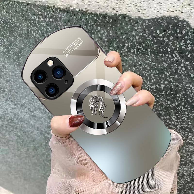 Круглый дракон с градиентом Для iPhone 11 12 13 14 15 Pro Max Plus Mini 7 8 Se 2020 X Xs Xr Эллиптический закаленный стеклянный чехол для телефона