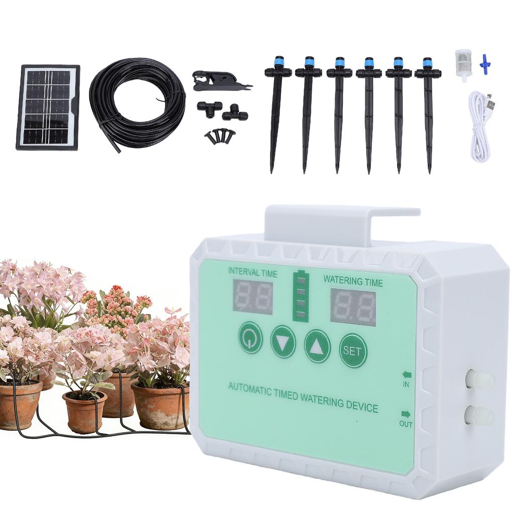 Солнечная   Автоматическая система капельного полива для растений В помещении на улице Сад с таймером Сборщик дождевой воды   Насадка   Комплект