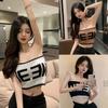 Женский топ-труба, универсальный дизайн, модный топ, внутренний жаккардовый жилет All-match с алфавитным узором