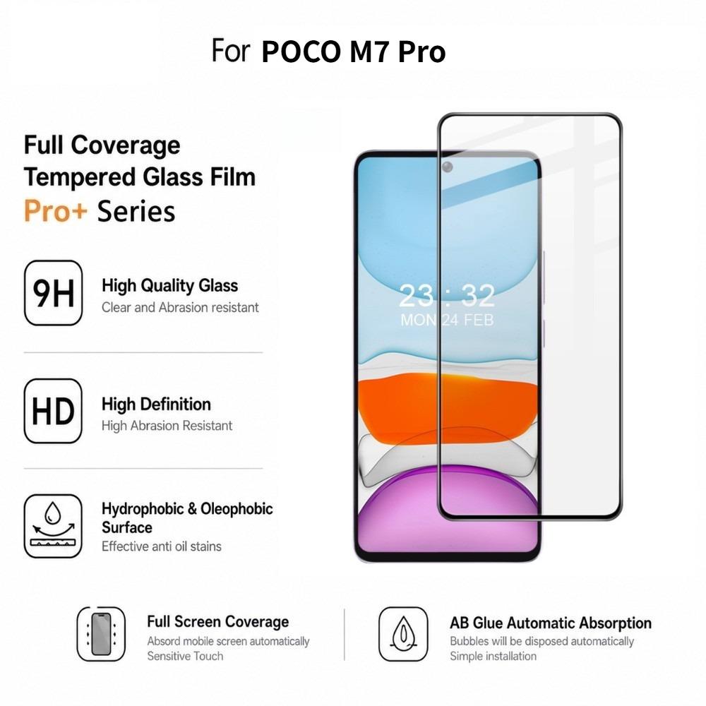 Для POCO M7 Pro 5G Пленка IMAK Pro+ Закаленное стекло с полным покрытием