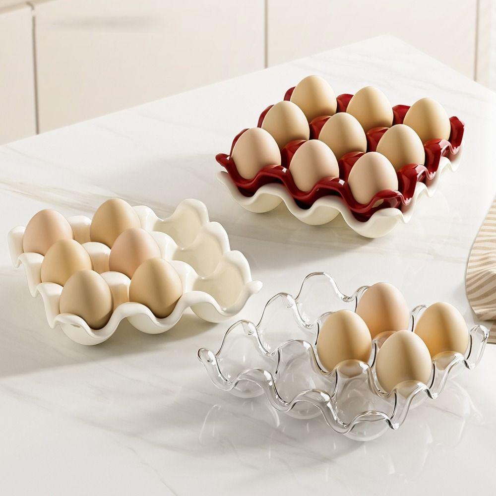 Divided Compartments Egg Organizer PET Eggs Fresh Storage Box Kitchen Countertop