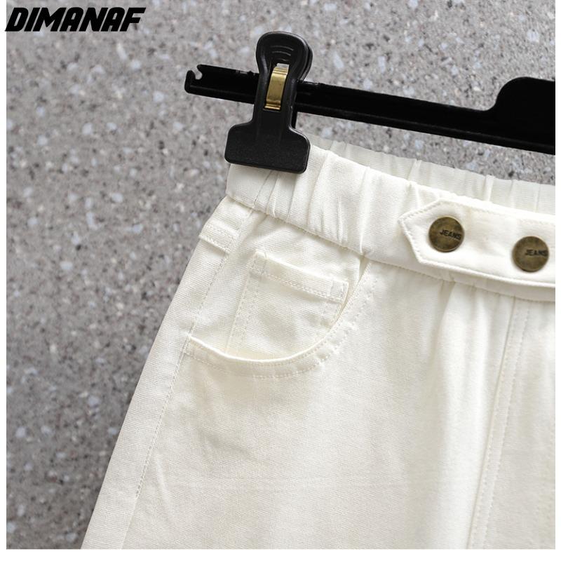 DIMANAF Большие размеры Женские брюки Летние короткие джинсы Джинсы с эластичной резинкой на талии Свободные брюки Базовые шорты с отверстиями и высокой талией
