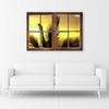 Canvas print, Window - view of palm tree leaves