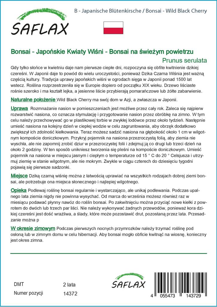 SAFLAX Garden in the Bag - Бонсай - Дикая черная вишня - 30 семян - С субстратом в подходящем пакете - Prunus serulata