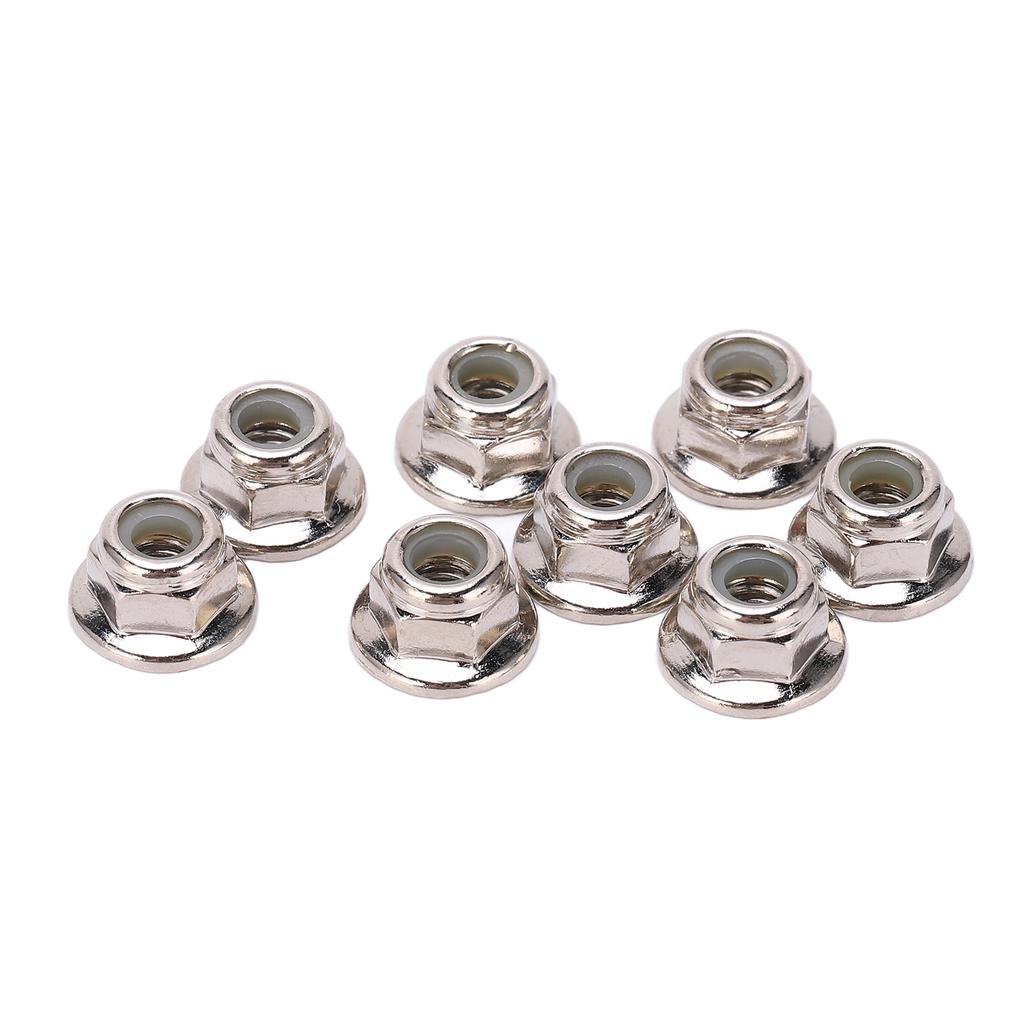 8PCS Metal M4 Wheel Lock Nut Flange Nylon Lock Nuts for Arrma Typhon 110 RC Car PartsSilver