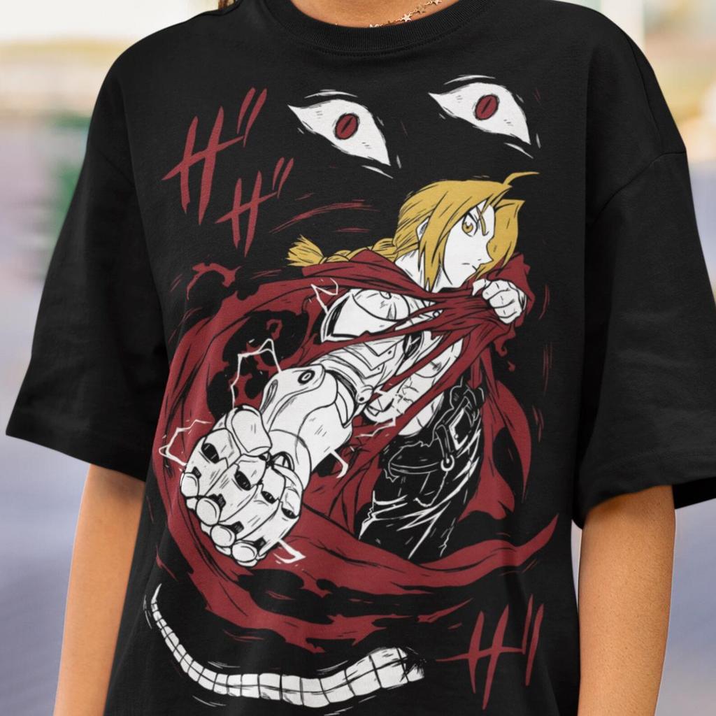 Унисекс, Аниме-футболка Fullmetal Alchemist, Врата Алхимии Альфонс Элрик Эдвард FMA ПОДАРОК Аниме-футболка Алхимический Братство Футболка, Манга-футболка с Гомункулом