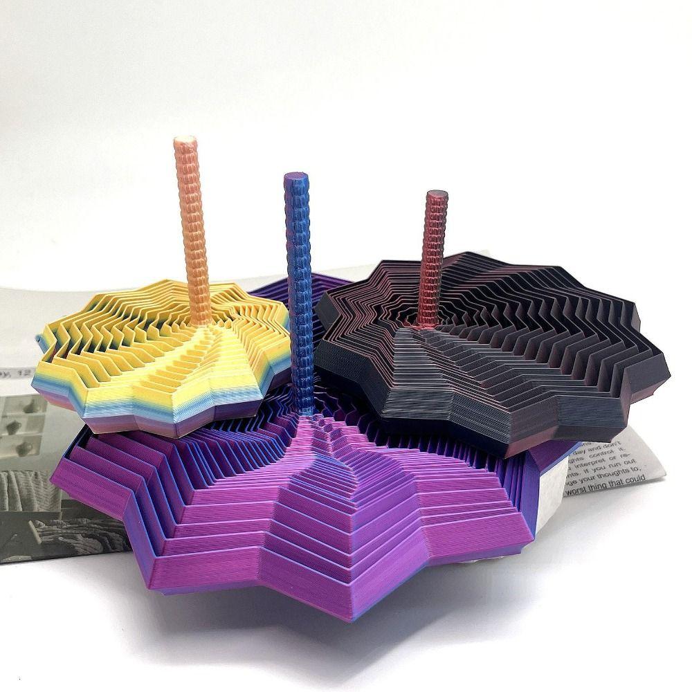3D Printing Fractal Fidget Star Model Visual Illusion Whirling Spiral Ornaments Party Games